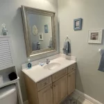 Bathroom counter sink and toilet